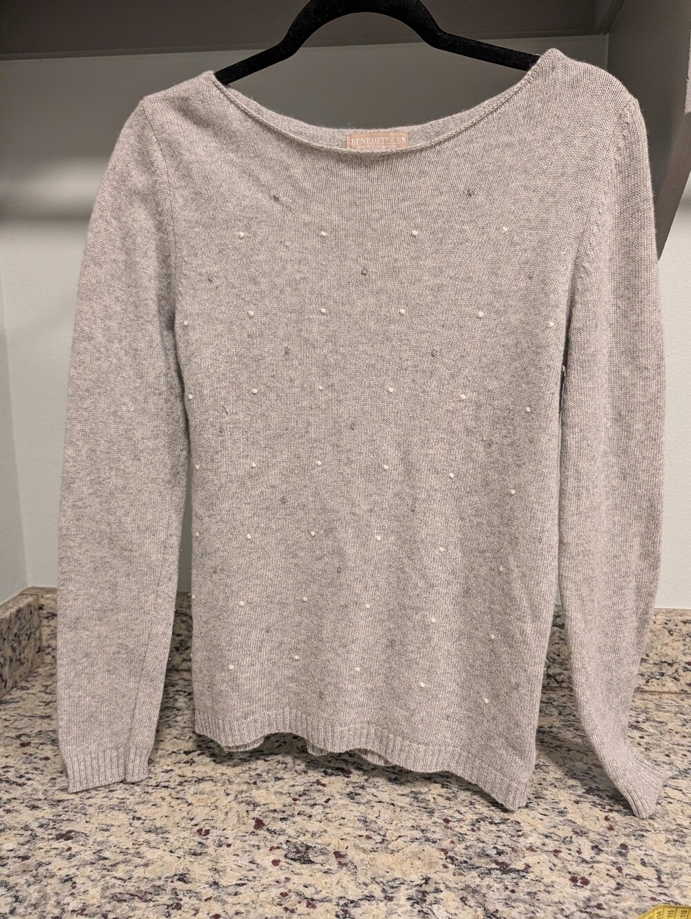Benedetta B. Gray Cashmere Wool Blend Sweater with Knot Details - Size M